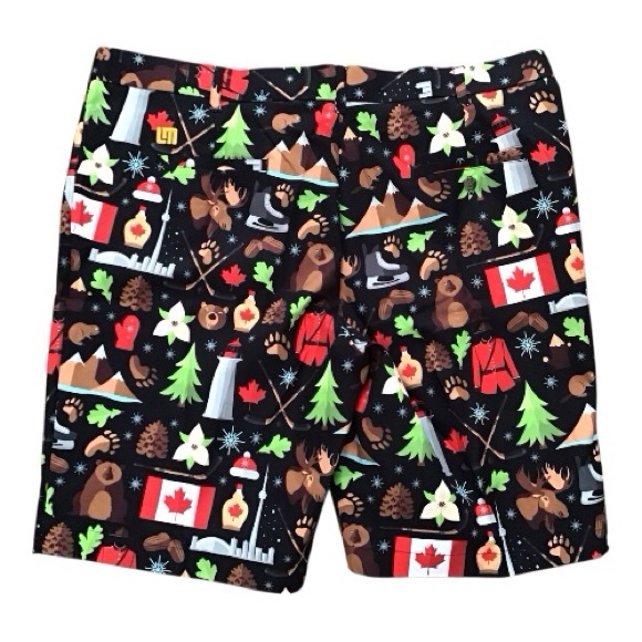 Loudmouth Mens Golf Shorts Size 44 Christmas Canada Holiday Multicolor - Picture 1 of 12
